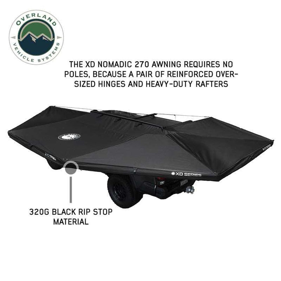 XD Nomadic 270 Degree Awning with Lights Overland Vehicle Systems Driver Side | Includes Travel Cover | Waterproof Fabric | 129 SQ FT Coverage