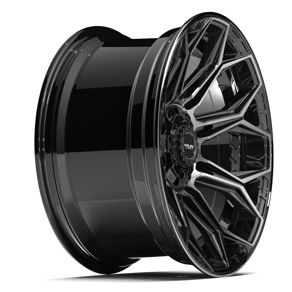 4PLAY Wheels 20 Inch Rim 4P83 Fits 6x135 & 6x139.7 20x10 Gloss Black Brushed with Tinted Clear (1)