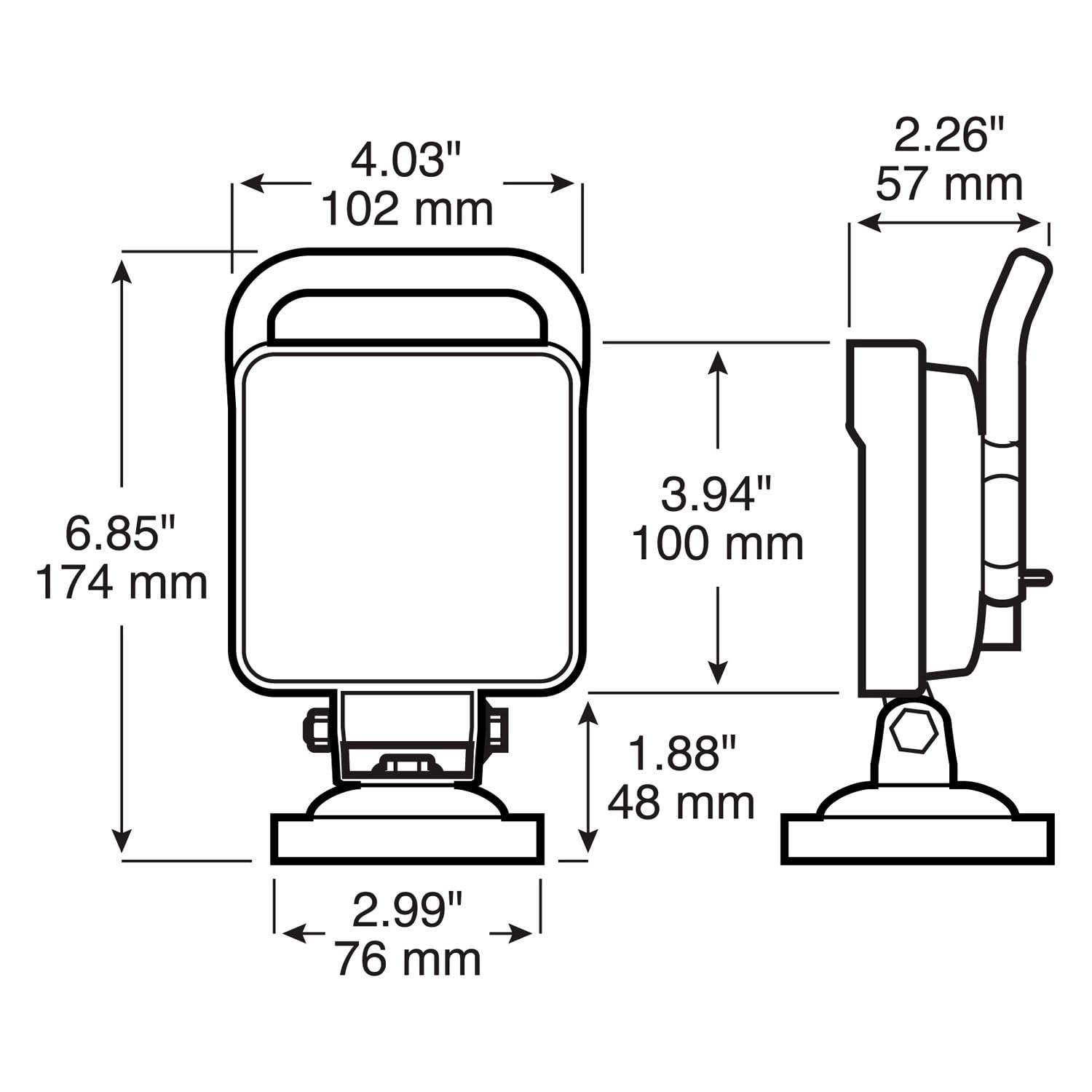 Square 4" x 4" LED Work Light