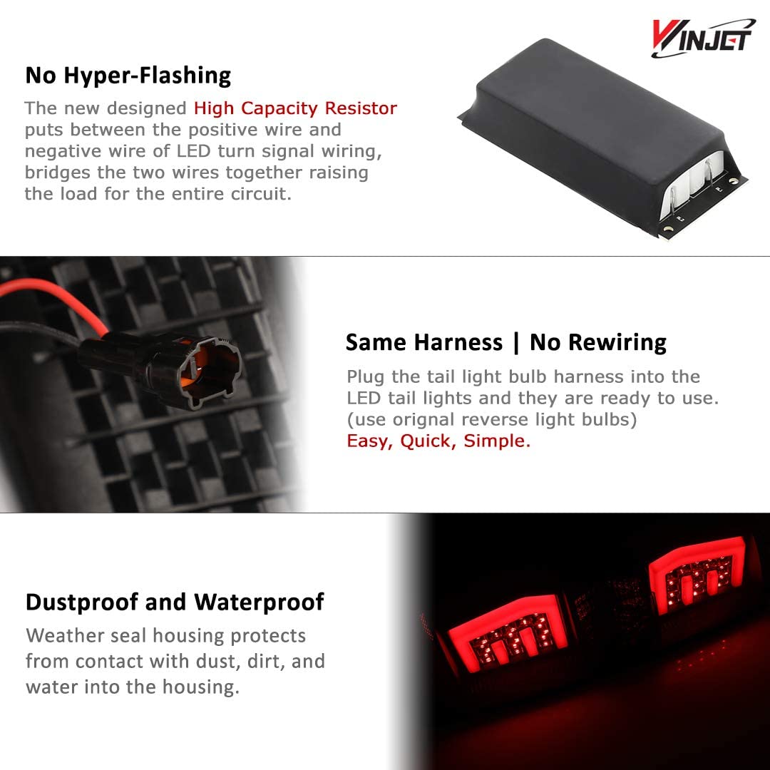 Winjet LED Sequential Tail Lights Compatible with [2007-2013 Chevy Suburban Tahoe Yukon] Rear Lamps (Smoke)