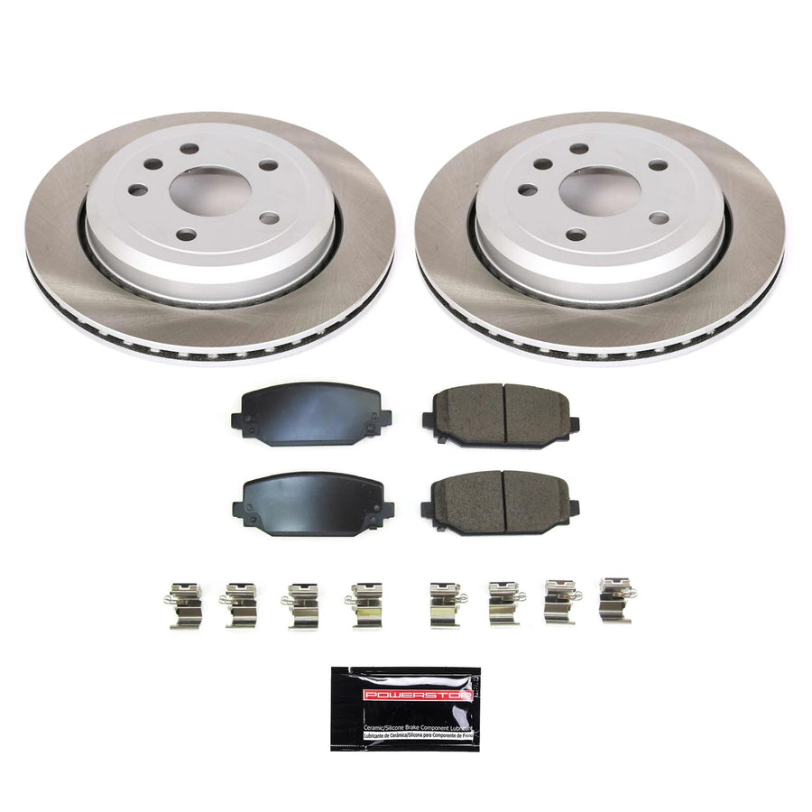 POWERSTOP Z23 Carbon-Fiber Ceramic Brake Pads and Front and Rear Drilled and Slotted Rotors Brake Kit For Toyota C-HR 2018-2019 [Vehicle Specific]