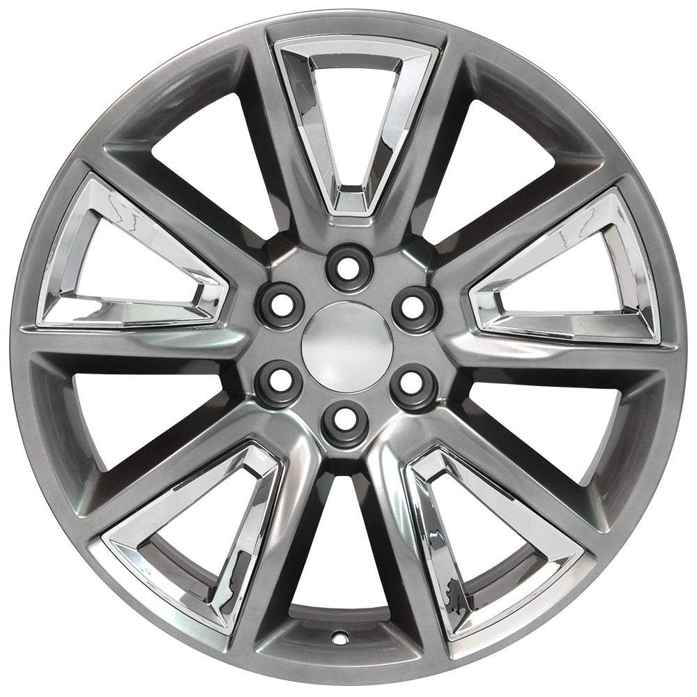 22 Inch OE Wheels CV73B Rim Fits Tahoe Style 6x139.7 22x9 Gloss Hyper Black with Chrome Insert - Hollander 5696 (1)