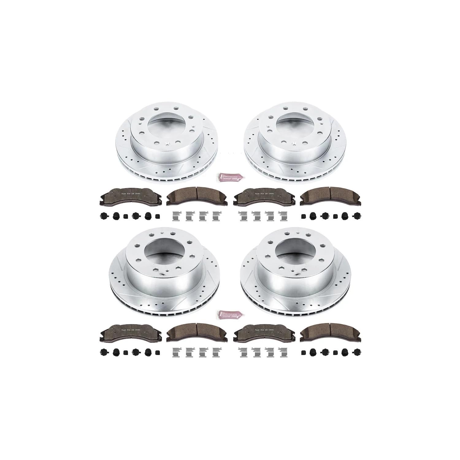Power Stop Brake Kit Front and Rear For 2011 Chevrolet Silverado 2500 HD 2011 Chevrolet Silverado 3500 HD - Truck & Tow Carbon Fiber Ceramic Pads & Drilled & Slotted Rotors Replacement, K5561-36