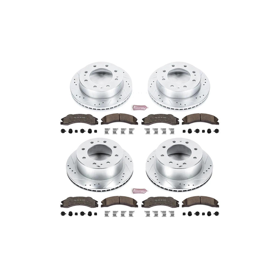 Power Stop Brake Kit Front and Rear For 2011 Chevrolet Silverado 2500 HD 2011 Chevrolet Silverado 3500 HD - Truck & Tow Carbon Fiber Ceramic Pads & Drilled & Slotted Rotors Replacement, K5561-36