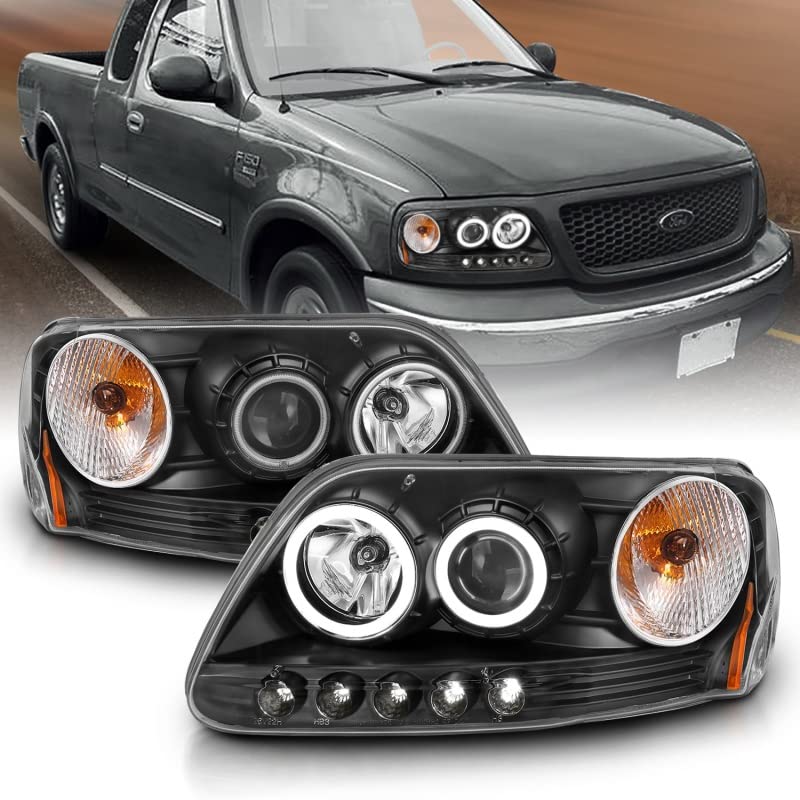 Projector Headlight Set ANZO USA 111097 w/CCFL Halo-Black