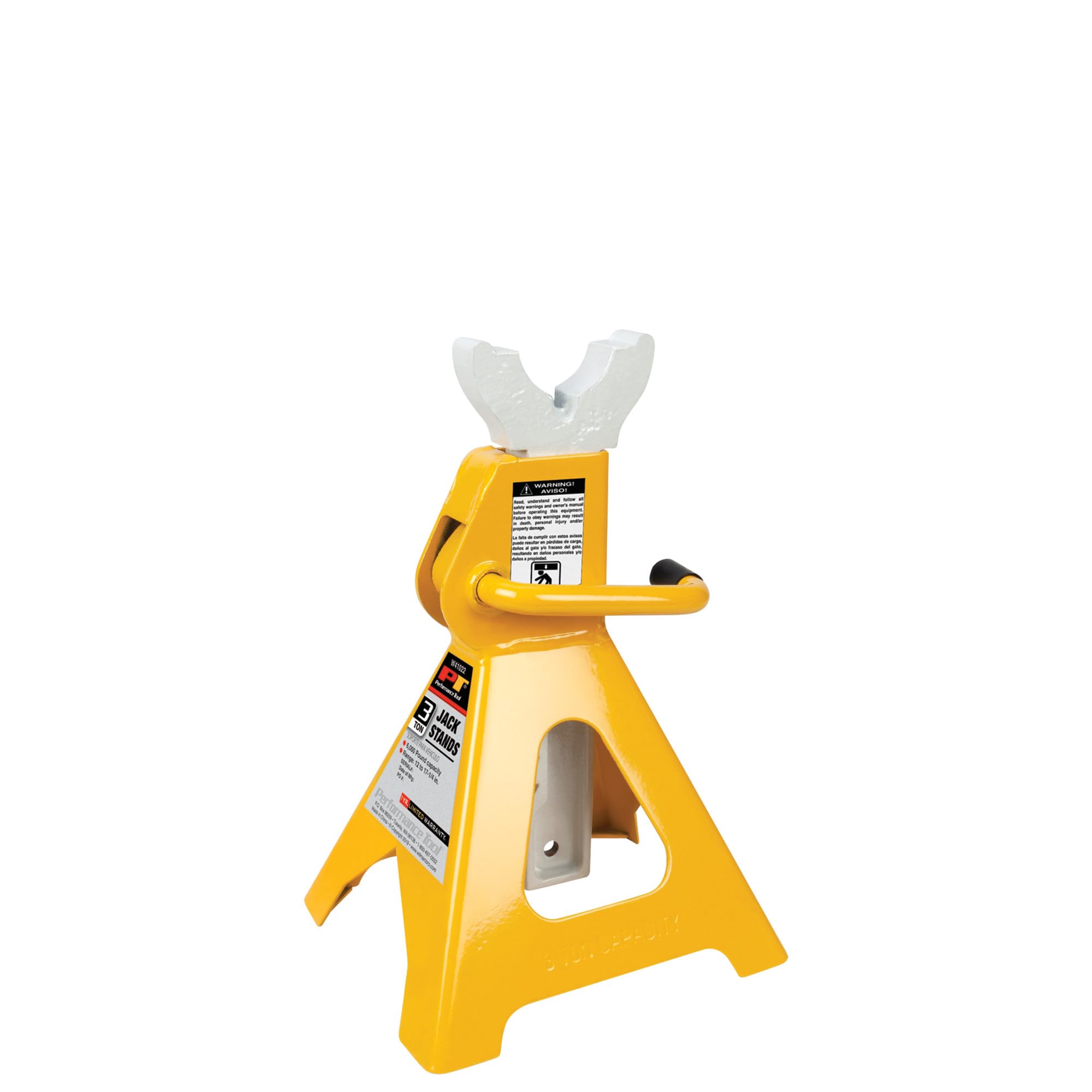 W41022 Performance Tool Ratchet Style Jack Stand Set for Lifting Vehicles During Maintenance, Yellow, 3-Ton