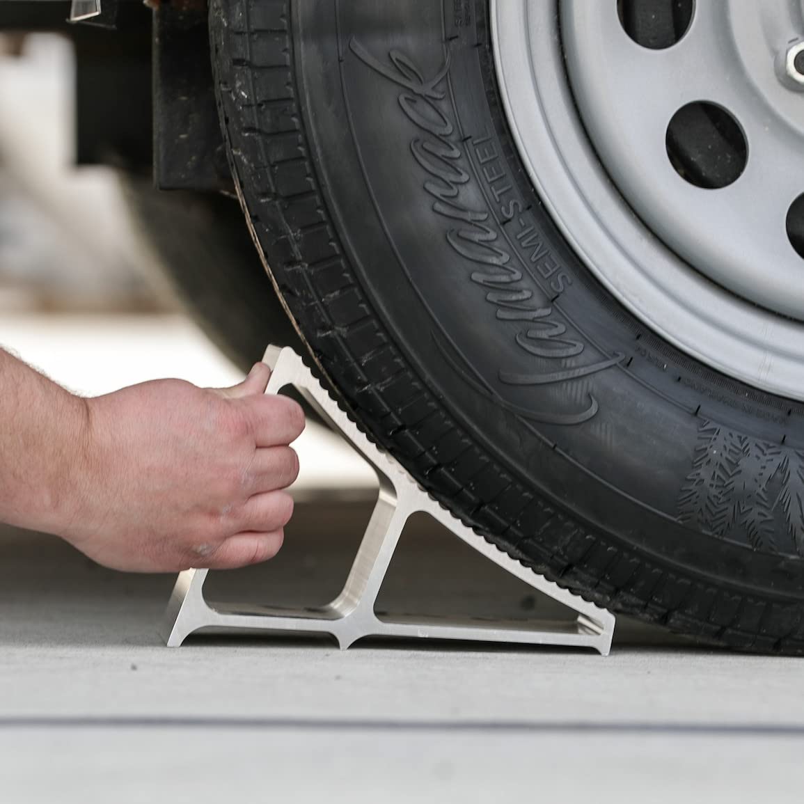 Wheel Chock Buyers Products WC6096A, 6 x 8.75 x 5.86 Inch Aluminum Chock with Ribbed Slope, Lightweight and Durable, Ideal for Ice and Snow Usage