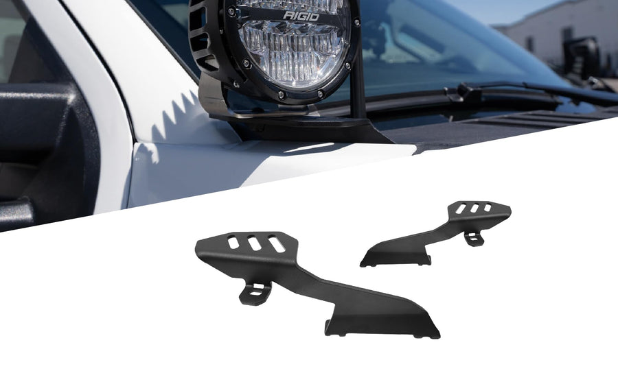 Ditch Light Brackets Addictive Desert Designs for The 2023-2024 Ford F-250 & F-350 | Mounts up to 6” LED Light Pods | Driver/Passenger Side Pair | Installs to Hood Hinge | Made in The USA