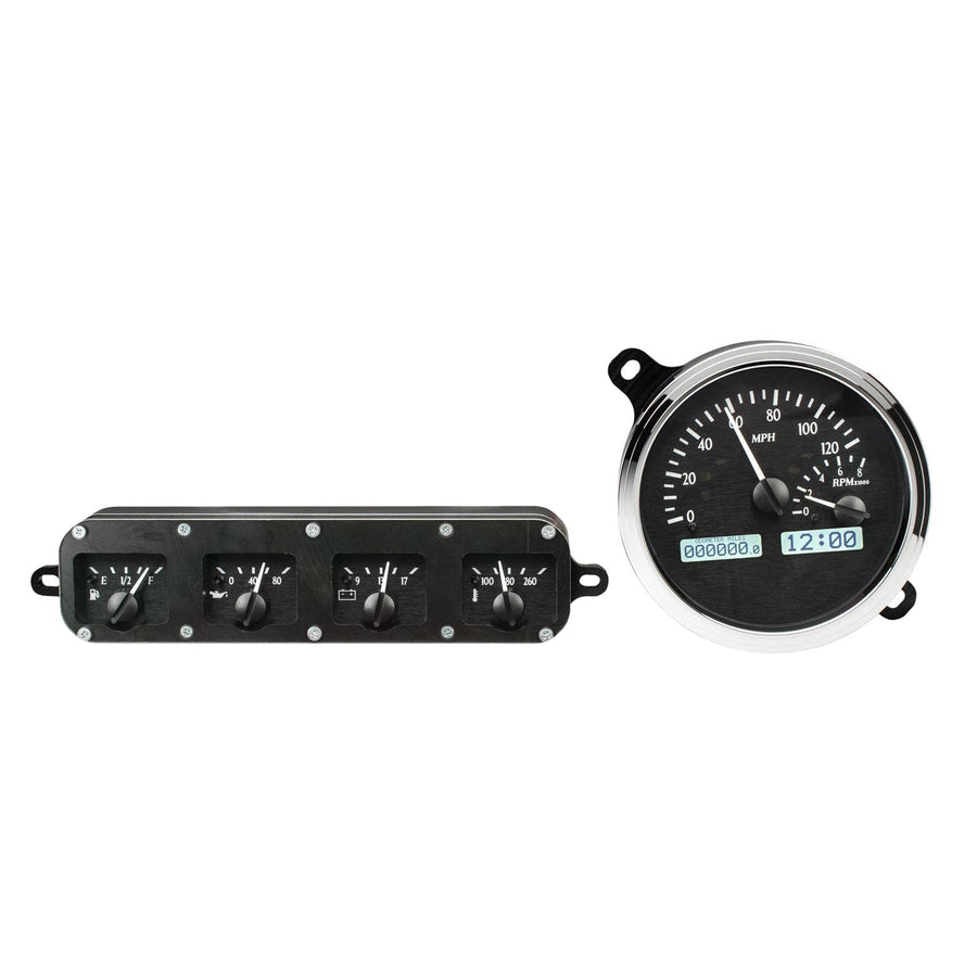 Dakota Digital VHX-42F-K-W Analog Dash Gauges System Compatible with 1942-48 Ford Car Black Alloy White Backlighting
