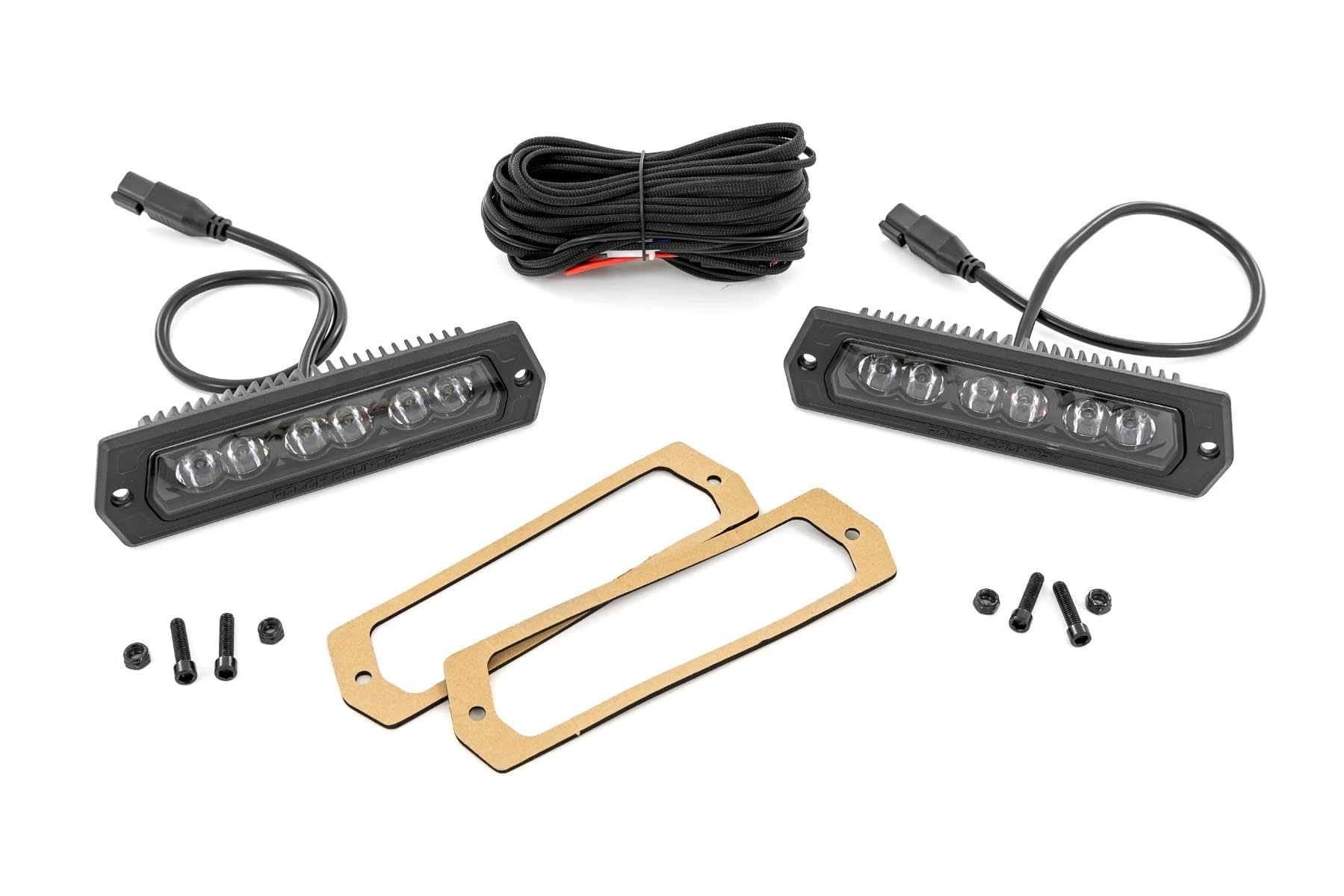 Rough Country 6" Dual Flush Mount LED Light Bars - Black Series Light Bar, Flush Mount, 2880 Lumens, Flood Beam, Pair