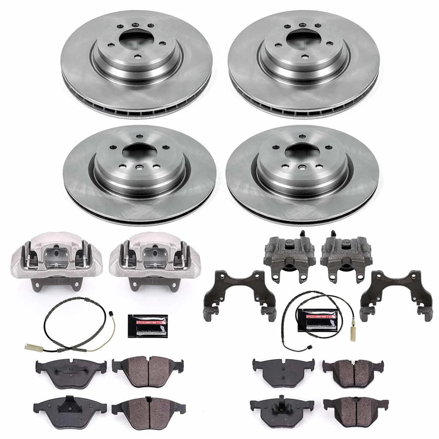 Power Stop KCOE6059 Replacement Autospeciality Front and Rear Caliper Kit- OE Rotors, Ceramic Brake Pads, Calipers For BMW 335i xDrive 2011-2012 [Model Specific]