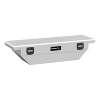 Tool Box TrailFX 120631C Fits 1997-2003 Ford F-150 Low Profile Crossover Single Lid Polished Diamond Tread Aluminum 63 Inch Wide 7.6 Cubic Foot Tool Box With T-Handle