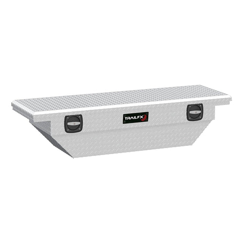 Tool Box TrailFX 120631C Fits 1997-2003 Ford F-150 Low Profile Crossover Single Lid Polished Diamond Tread Aluminum 63 Inch Wide 7.6 Cubic Foot Tool Box With T-Handle