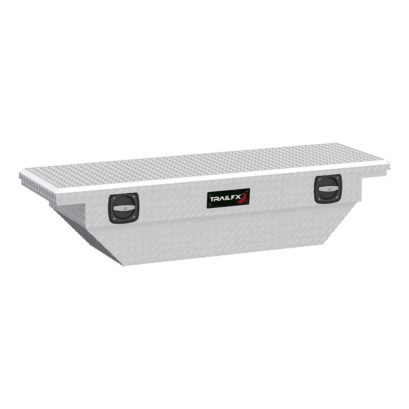 Tool Box TrailFX 120631C Fits 1997-2003 Ford F-150 Low Profile Crossover Single Lid Polished Diamond Tread Aluminum 63 Inch Wide 7.6 Cubic Foot Tool Box With T-Handle
