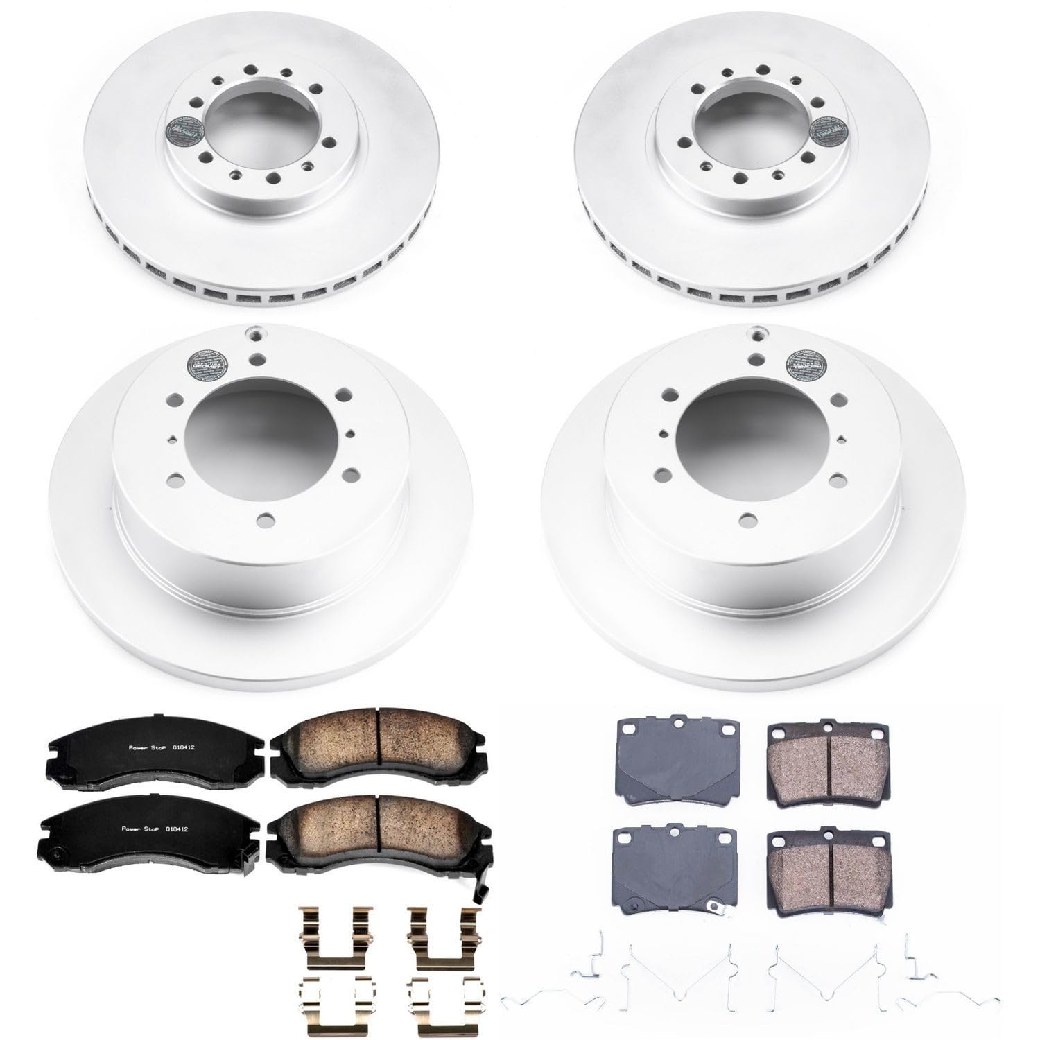 Power Stop CRK4402 Coated Brake Rotors and Z17 Front and Rear Brake Pads Kit For Mitsubishi Montero Sport 1997-2004 [Model Specific]