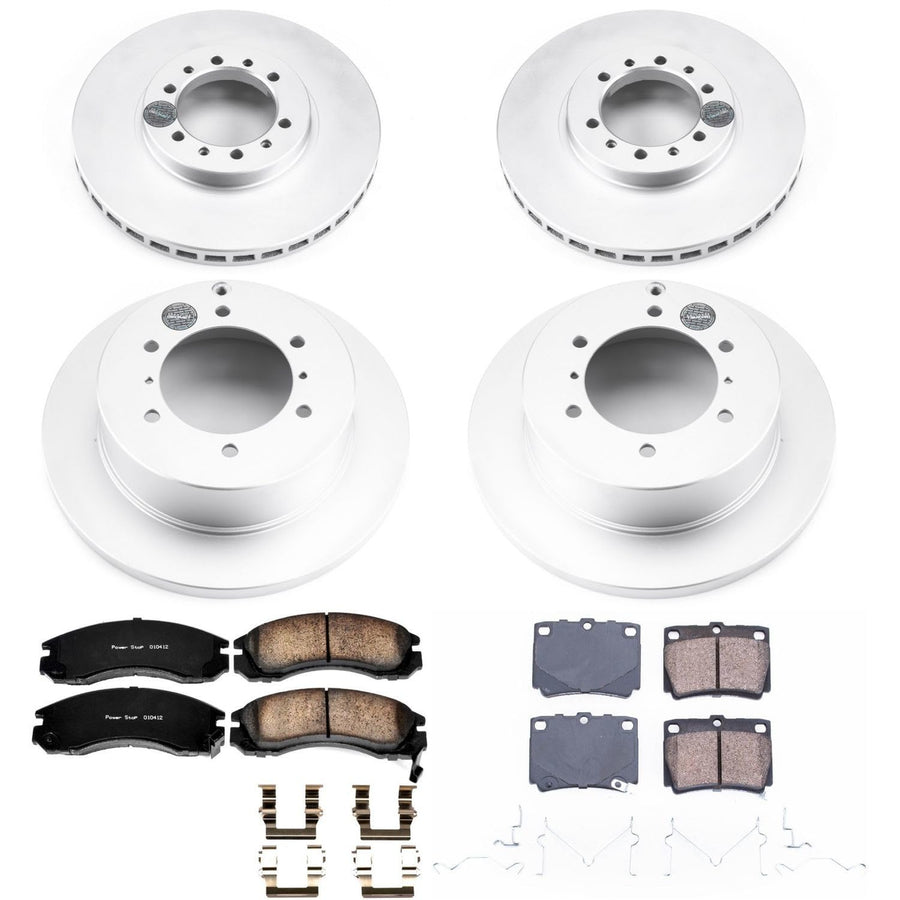 Power Stop CRK4402 Coated Brake Rotors and Z17 Front and Rear Brake Pads Kit For Mitsubishi Montero Sport 1997-2004 [Model Specific]