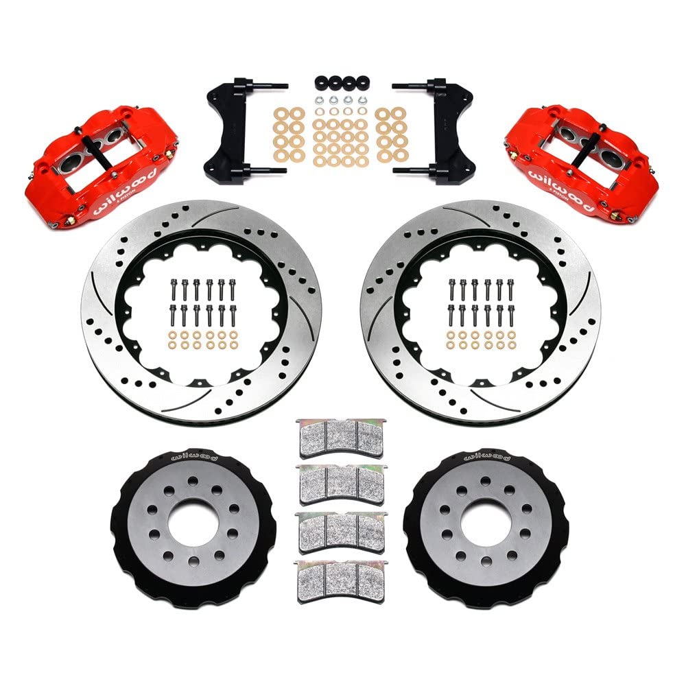 Wilwood Superlite Narrow 6R Front Hat Kit 14.00in Drilled Red 98-02 Camaro/Firebird
