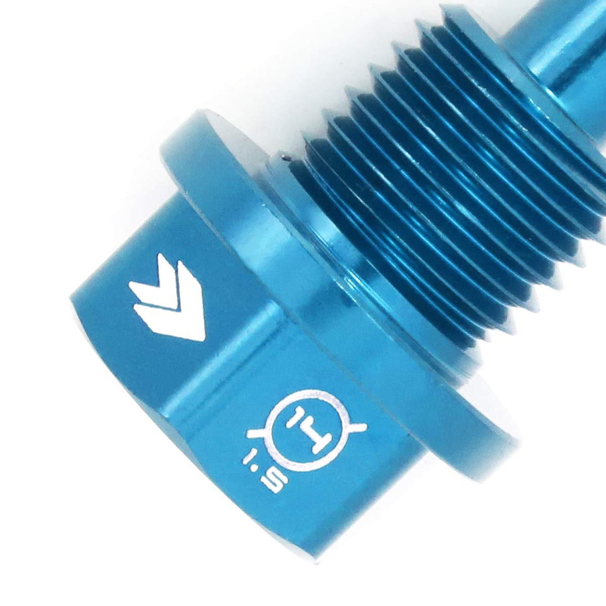 NRG Innovations Magnetic Oil Drain Plug, Engine Oil Drain Nut M14 X 1.5 Thread Size w/Washer, Blue, T-6061 Aluminum w/Stainless Steel Internal Magnet, NRG-NOP-100BL