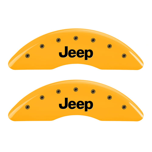 Caliper Covers MGP 42012SJEPYL, Set of 4 (Yellow Engraved Front and Rear: Jeep Powder Coat Finish Black Characters)