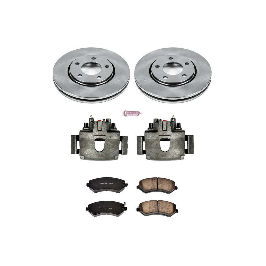 Power Stop KCOE5244B Replacement Autospeciality Front Caliper Kit- OE Rotors, Ceramic Brake Pads, Calipers For Chrysler Voyager 2003 [Model Specific]