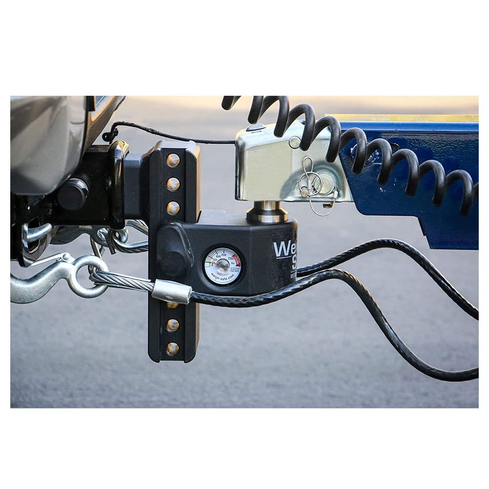 Weigh Safe Drop Steel Hitch - Adjustable Trailer Hitch with Ball Mount - Designed for 2.5" Receivers - Includes 2 Tow Balls - 8" Drop Hitch, 22,000 lbs GTW, 2-Piece Lock Set