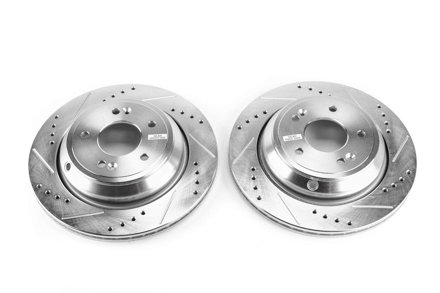 Power Stop JBR1534XPR Rear Drilled and Slotted Brake Rotor Pair For Hyundai Equus 2011-2016, Kia K900 2015-2017 [Model Specific]