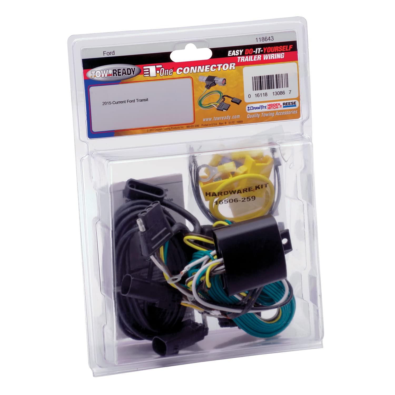 Tekonsha T-One 118643 T-Connector Custom Harness, 4-Way Flat, w/Circuit Protected ModuLite HD Module, Compatible with 2015-2025 Ford Transit-150, 2015-2025 Ford Transit-250, 2015-2025 Ford Transit-350