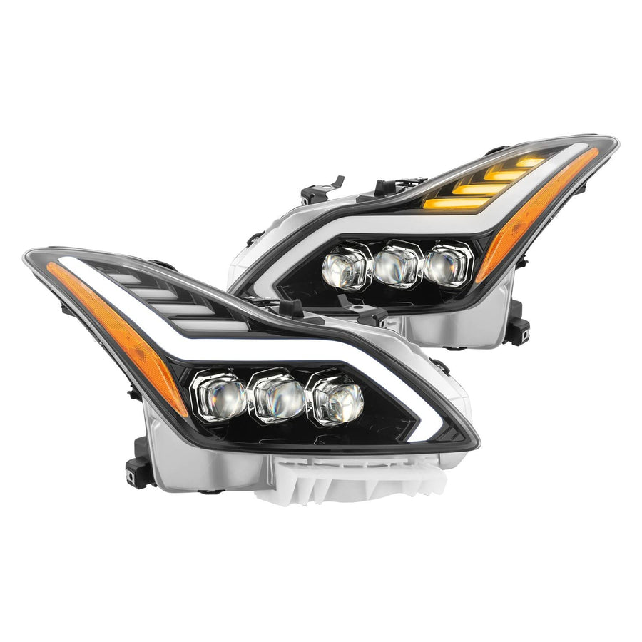 NOVA LED Projector Headlights AlphaRex 08-13 Infiniti G37 Plank Style Design Gloss Black