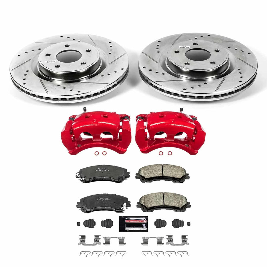 Power Stop Z23 KC6944 Front Brake Caliper Kit-Brake Rotors, Carbon Ceramic Brake Pads, Calipers For INFINITI Q50, INFINITI Q60, INFINITI QX50, Nissan Z [Model Specific]