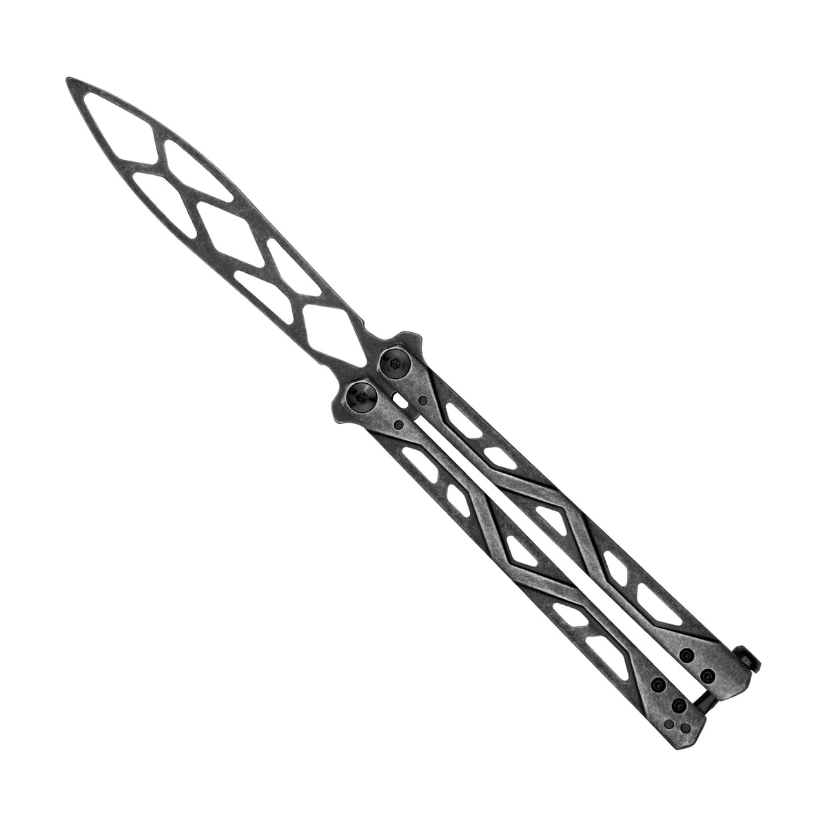 Balanza Kershaw Flipping Butterfly Trainer Knife, BlackWash Design, 4.3 Inch Rounded Stainless Steel Drop Point Blade, EDC Knife with Manual Opening, Butterfly Pocket Knife for Men and Women