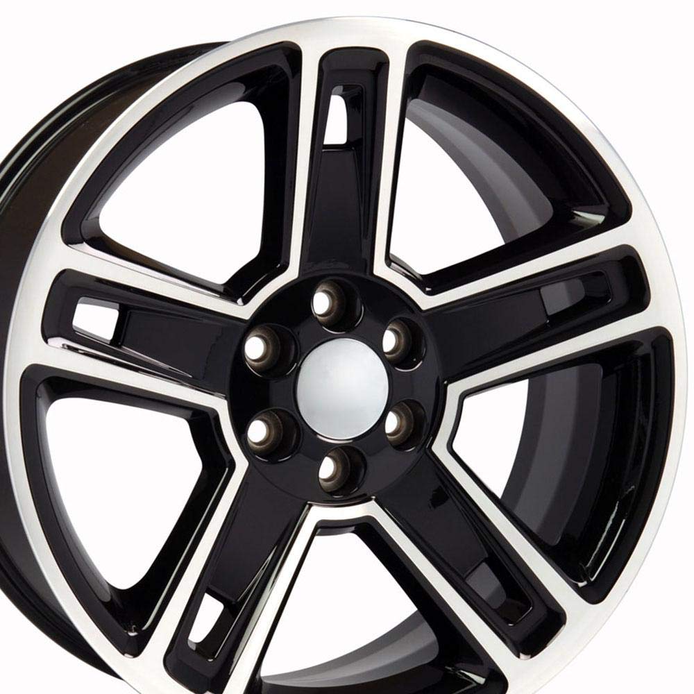 22 Inch OE Wheels CV74B Rim Fits Silverado 1500 Style 6x139.7 22x9 Gloss Black Machined - Hollander 5664 (1)