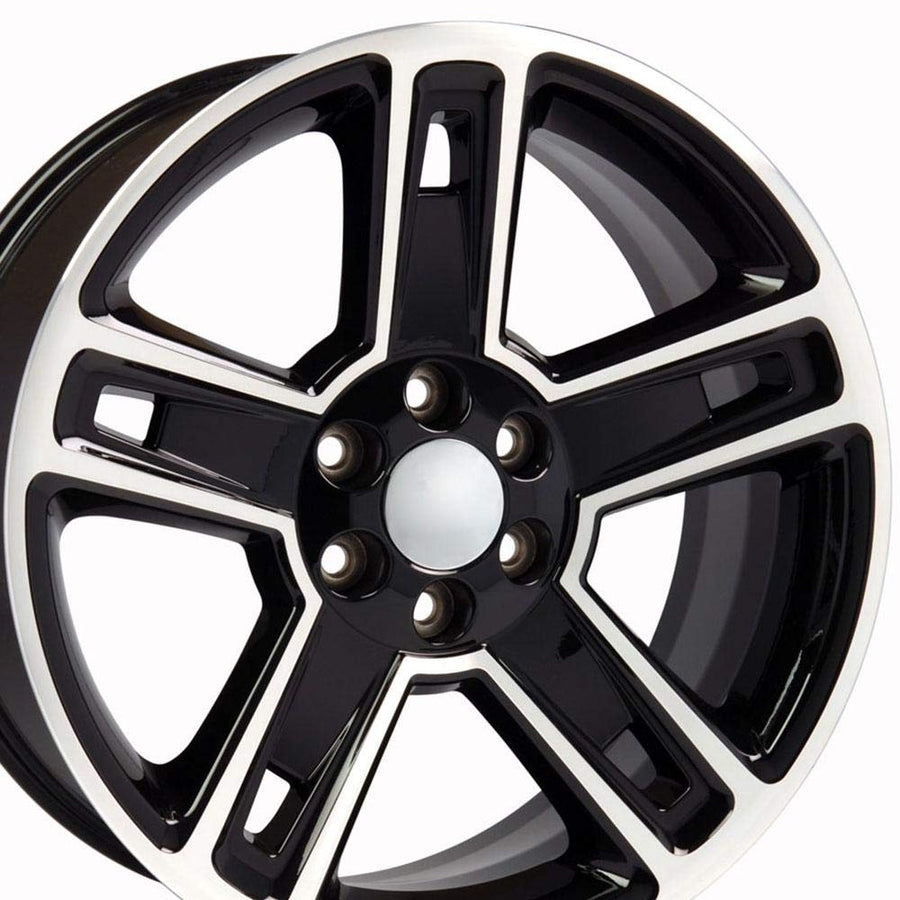 22 Inch OE Wheels CV74B Rim Fits Silverado 1500 Style 6x139.7 22x9 Gloss Black Machined - Hollander 5664 (1)
