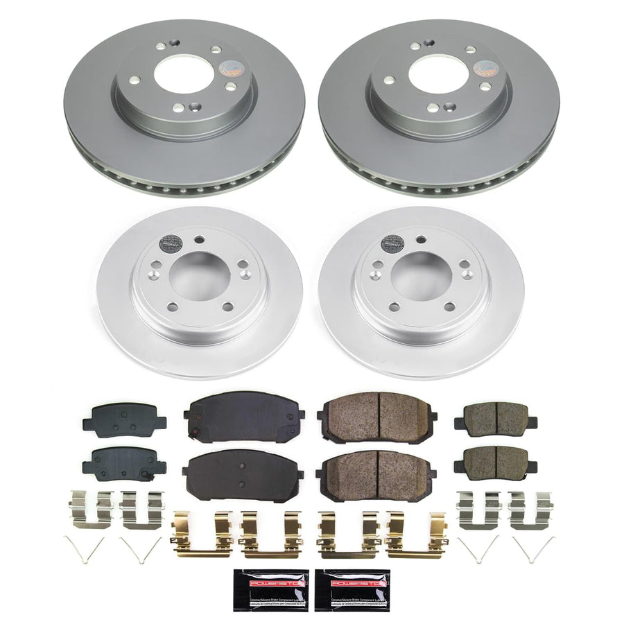 Power Stop CRK9169 Brake Kit For Hyundai Elantra Front and Rear Geomet Coated Brake Rotors and Pads 2021-2023 [Application Specific]