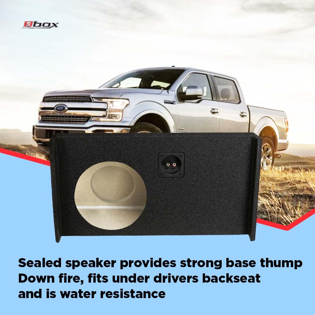 Bbox 10 Inch Single Sealed Spayliner Subwoofer Enclosure - Accu-Tuned Subwoofer Boxes & Sealed Enclosures - Subwoofer Box Audio Quality, Sound & Bass - Fits 2009-2018 Ford F150 Super Crew/Super Cab