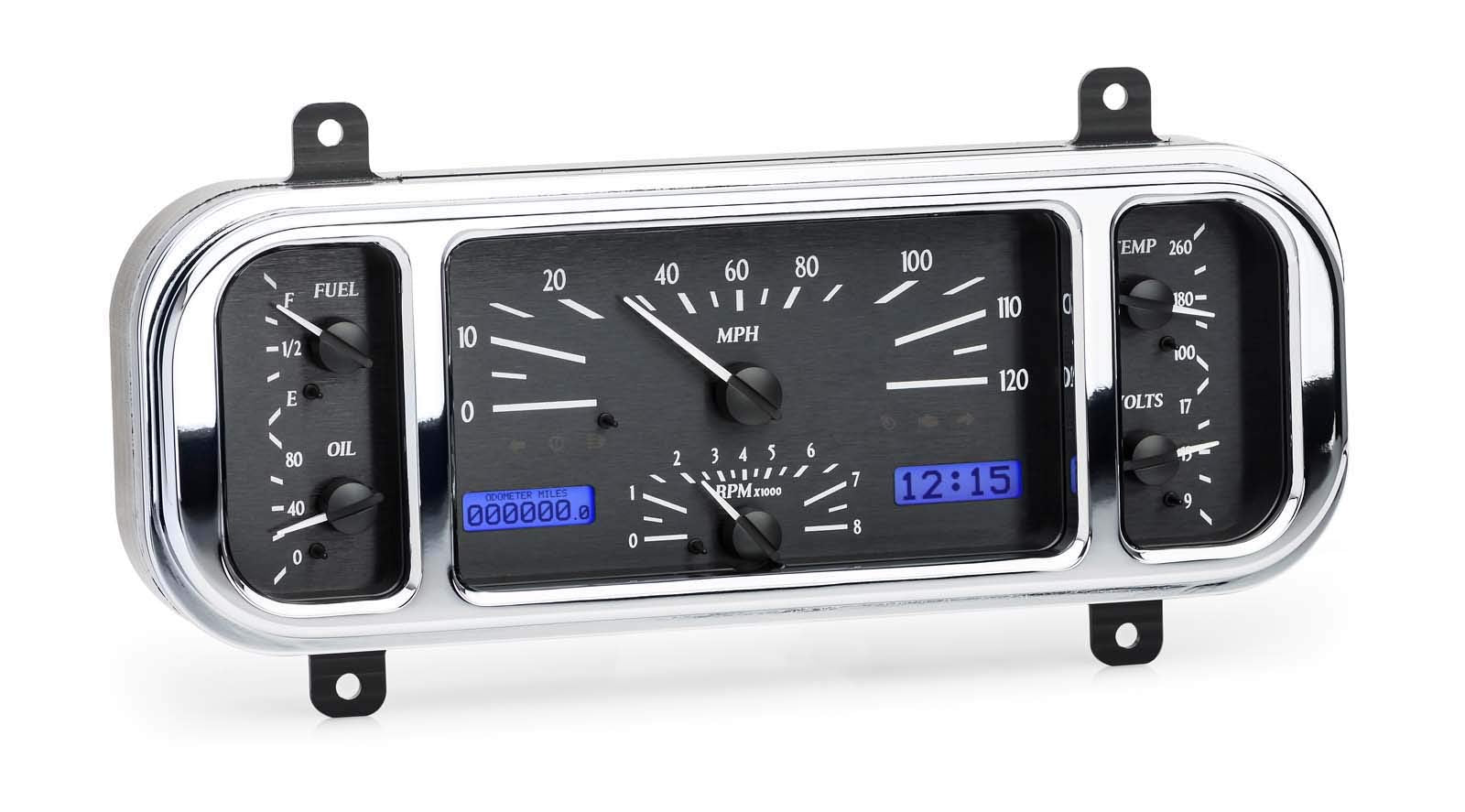 Dakota Digital VHX Dash Gauge Instruments System 1937-38 Chevy Car, BLACK ALLOY style and BLUE display - VHX-37C