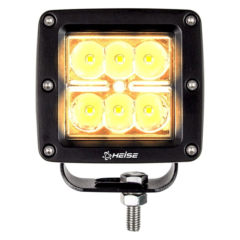 Heise - 6 LED 3 Inch Amber Cube Spot Light (HE-CL3SA)