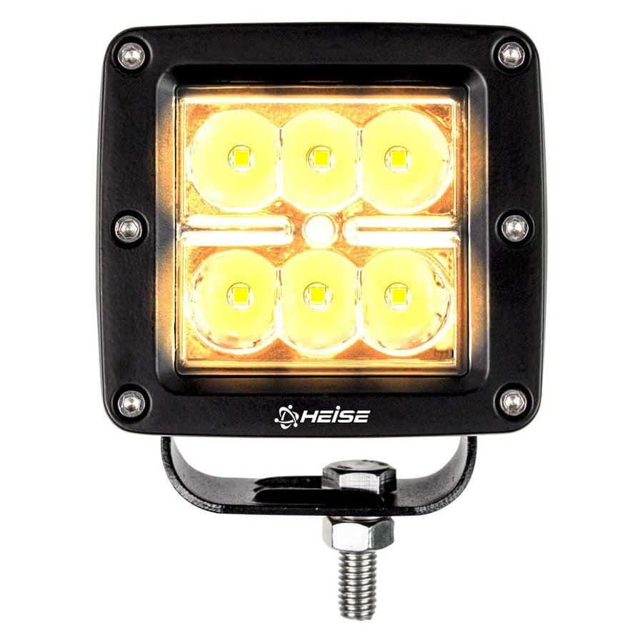 Heise - 6 LED 3 Inch Amber Cube Spot Light (HE-CL3SA)