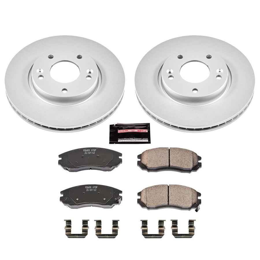 Coated Brake Rotor & Ceramic Brake Pads Power Stop CRK163- front For Hyundai Tiburon 2004-2006 [Vehicle Specific]