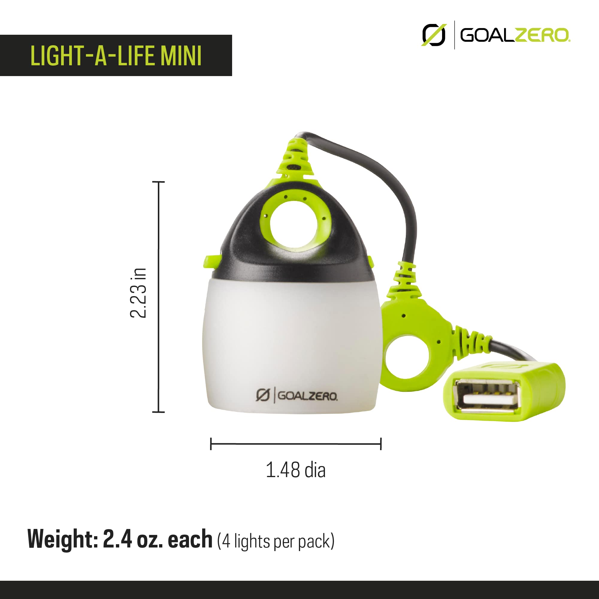 Goal Zero Mini Light-A-Life Chainable LED Lights, 4 Pack, with Color Shades