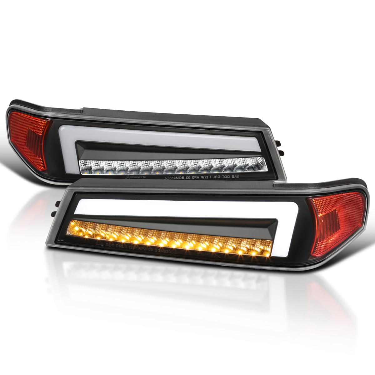 Full LED Corner Lights SPEC-D TUNING Black with Sequential Turn Signal, Compatible with 2004-2012 Chevy Colorado, Left + Right Pair Headlamps Assembly