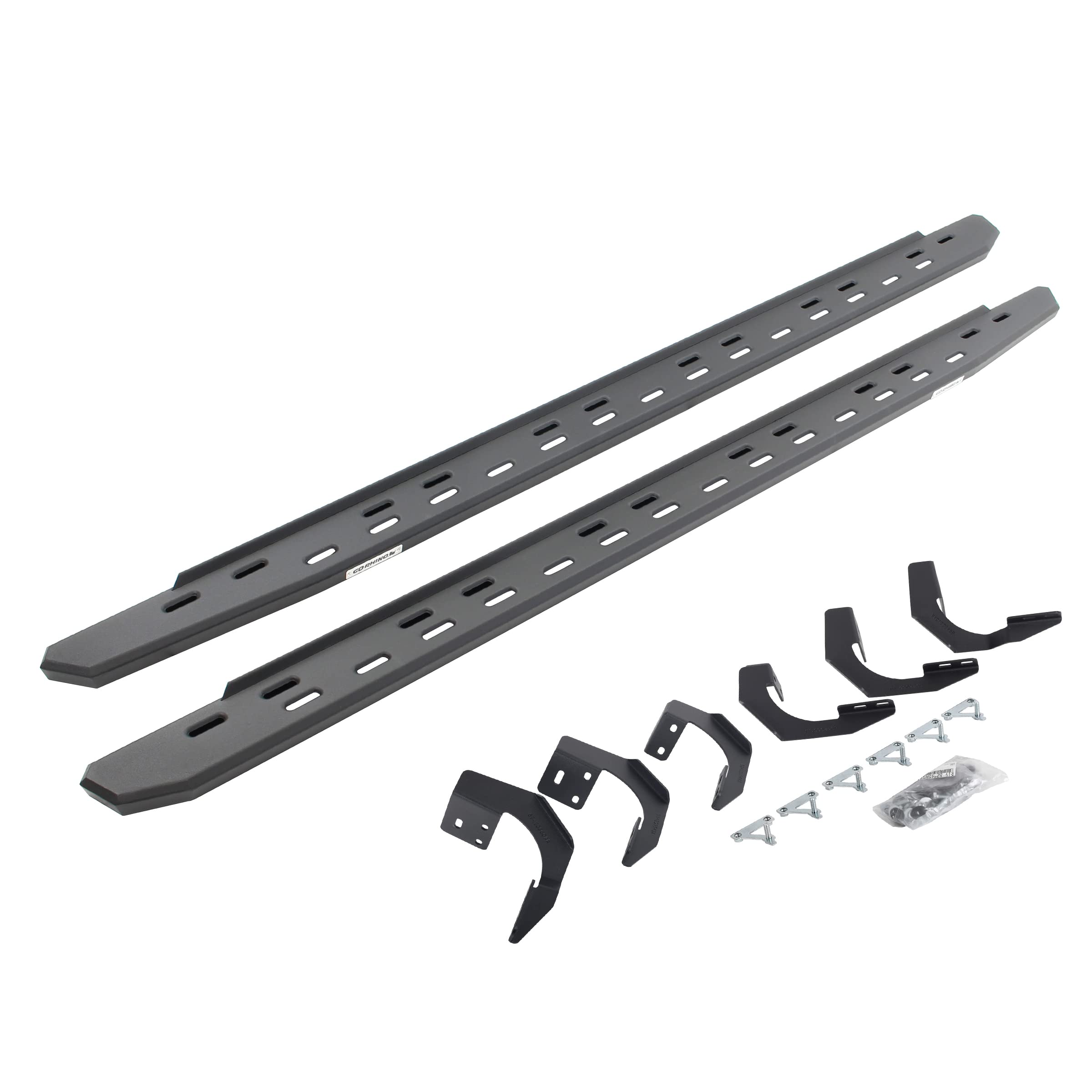 Go Rhino Slim RB30 Running Boards & Brackets | Galvanized Steel, Textured Black | 69620687SPC | Fits 2015-2018 Ram 1500 Crew Cab Pickup; 2019-2023 Ram 1500 Classic Crew Cab Pickup