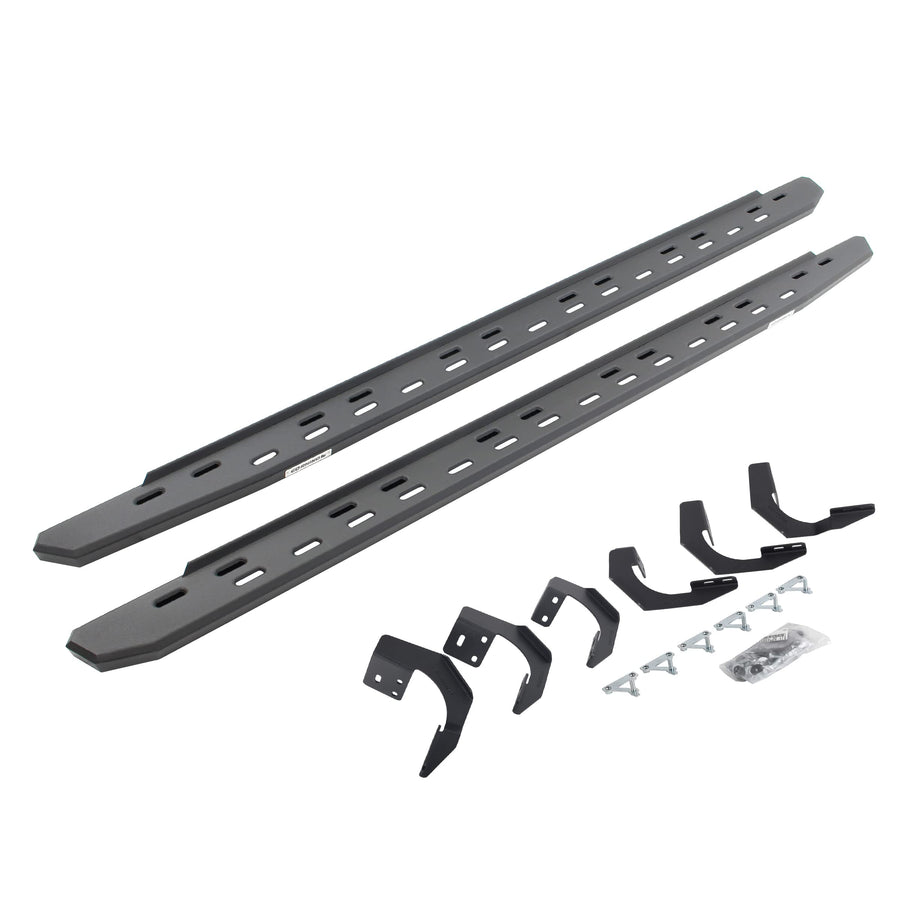 Go Rhino Slim RB30 Running Boards & Brackets | Galvanized Steel, Textured Black | 69620687SPC | Fits 2015-2018 Ram 1500 Crew Cab Pickup; 2019-2023 Ram 1500 Classic Crew Cab Pickup