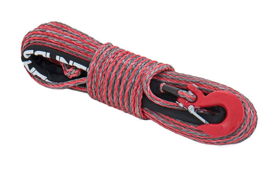 Rough Country 3/8" Synthetic Winch Rope Red with Clevis Hook | 85 FT - RS116