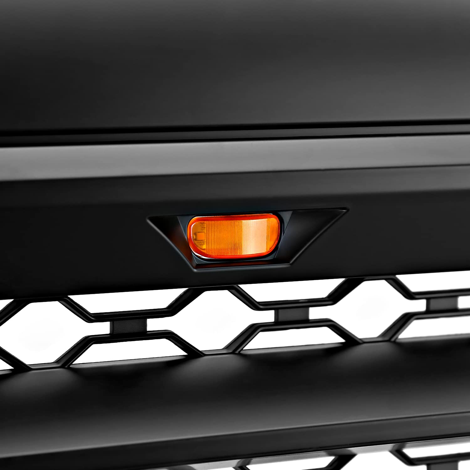 Matte Black Spec-D Tuning Front Bumper Hood Grille w/Amber LED Lights Compatible with 2010-2018 Dodge Ram 2500 3500 Truck