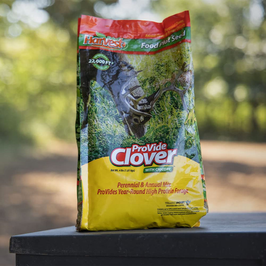 Clover Provide Evolved Harvest with Chicory Food Plot for Deer - Year-Round High Protein Forage, 4 Lbs.
