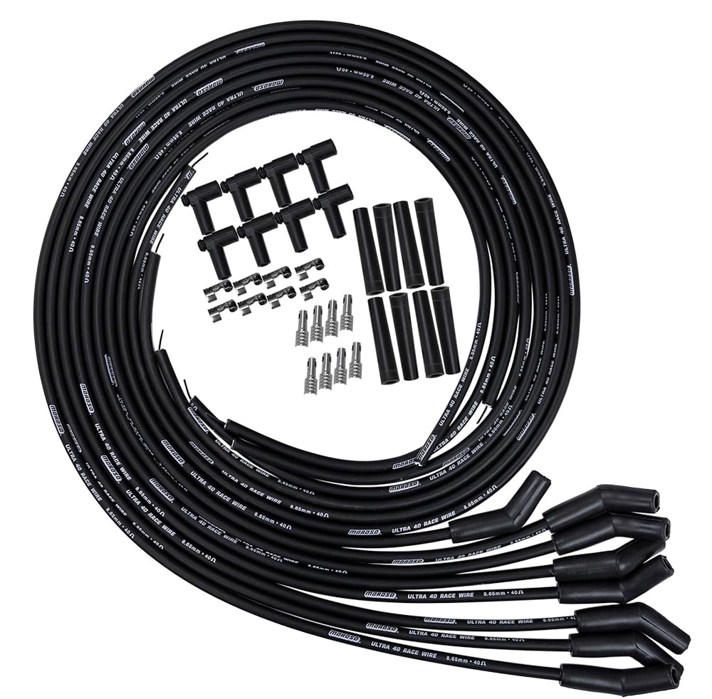 Ultra 40 Moroso 73853 Black 8.65mm Spark Plug Wires, Use w/Individual Coils and 135 Degree Plugs
