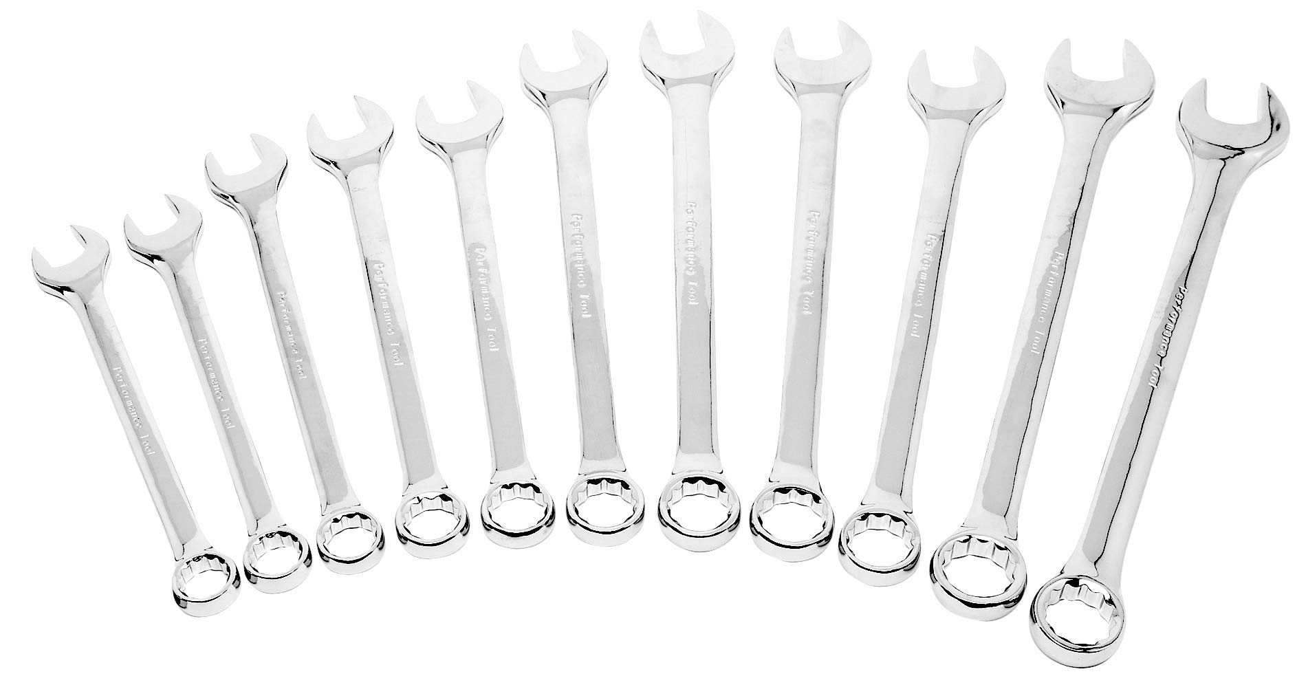 W1099 Performance Tool 32-Piece SAE and Metric Wrench Set with Premium Mirror Polished Chrome Vanadium Steel and Organizer Tray