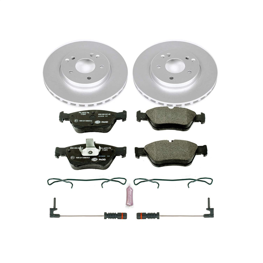 Power Stop ESK3047 Euro-Stop Front Brake Kit and 2 Front Sensor Wires For Mercedes-Benz C230, Mercedes-Benz C280, Mercedes-Benz E300, Mercedes-Benz SLK230 [Model Specific]