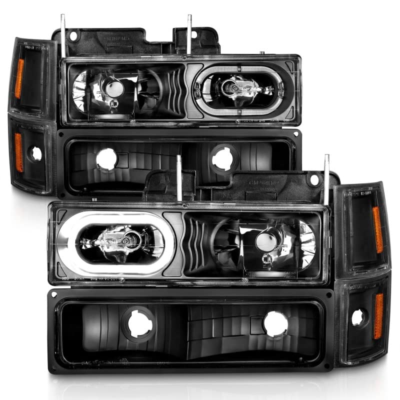 ANZO Crystal Headlights 88-98 Chevrolet C1500 Black Housing w/Signal and Side Marker Lights (111507)