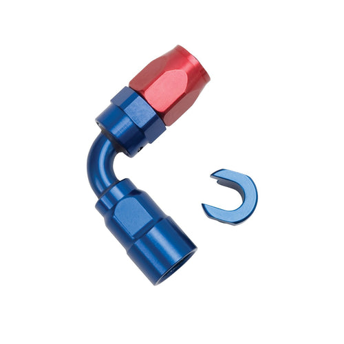 5/16" SAE QUICK DISCONNECT FEMALE TO -6 HOSE 90 DEG RED/BLUE ANODIZED HOSE END